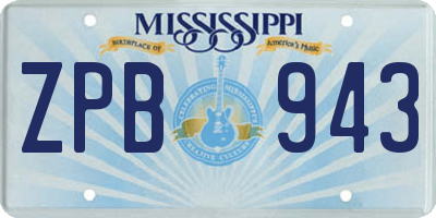 MS license plate ZPB943