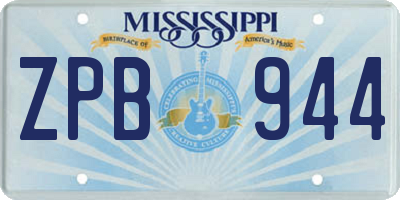 MS license plate ZPB944