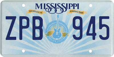 MS license plate ZPB945