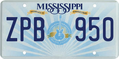 MS license plate ZPB950