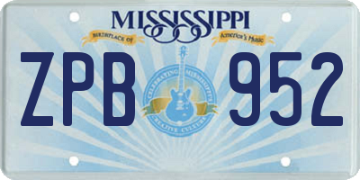 MS license plate ZPB952