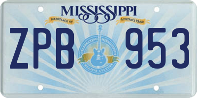 MS license plate ZPB953