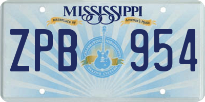MS license plate ZPB954