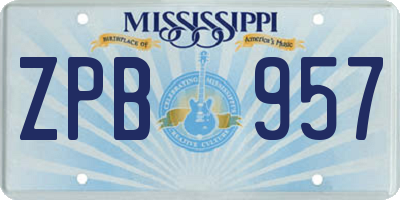 MS license plate ZPB957