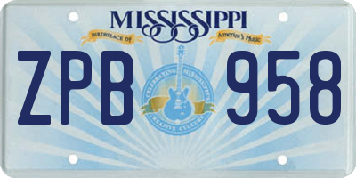 MS license plate ZPB958