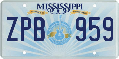MS license plate ZPB959