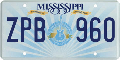 MS license plate ZPB960