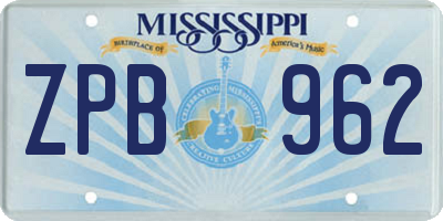 MS license plate ZPB962