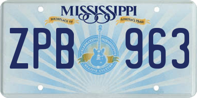 MS license plate ZPB963