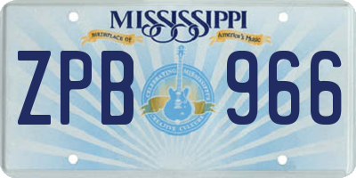 MS license plate ZPB966