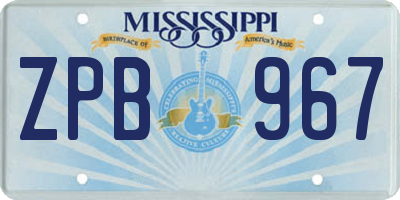 MS license plate ZPB967