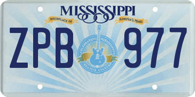 MS license plate ZPB977