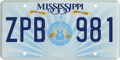 MS license plate ZPB981