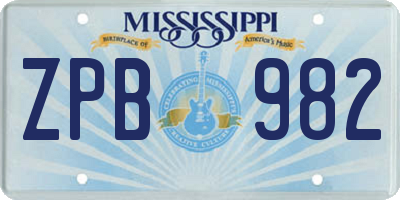 MS license plate ZPB982