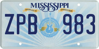 MS license plate ZPB983
