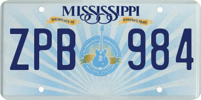 MS license plate ZPB984