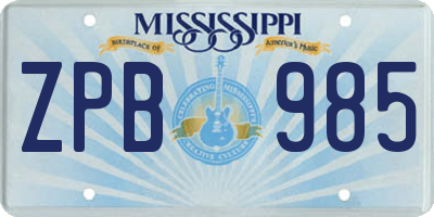 MS license plate ZPB985