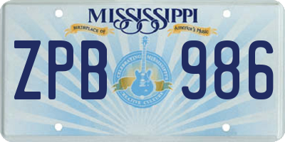 MS license plate ZPB986