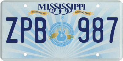 MS license plate ZPB987