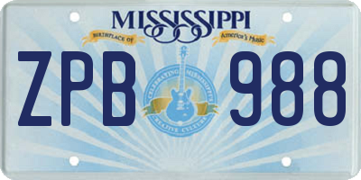 MS license plate ZPB988