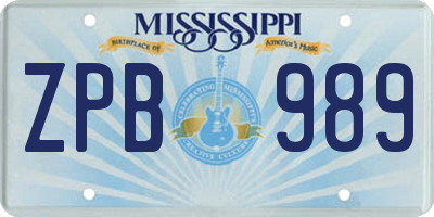 MS license plate ZPB989