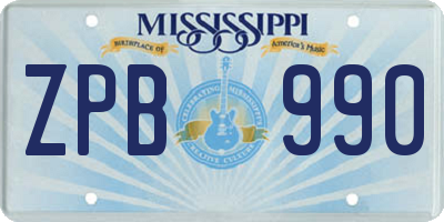 MS license plate ZPB990