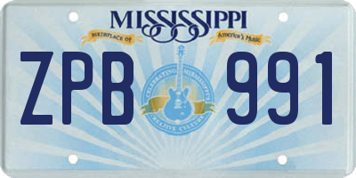 MS license plate ZPB991