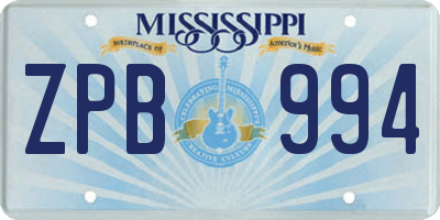 MS license plate ZPB994