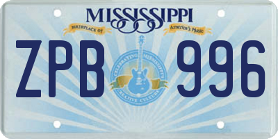 MS license plate ZPB996