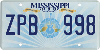 MS license plate ZPB998