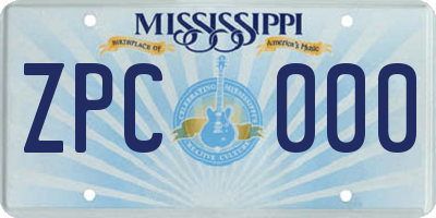 MS license plate ZPC000