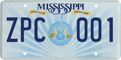 MS license plate ZPC001