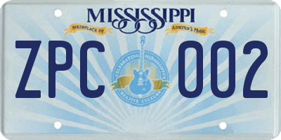 MS license plate ZPC002
