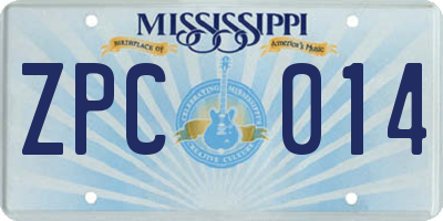 MS license plate ZPC014