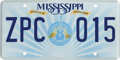 MS license plate ZPC015