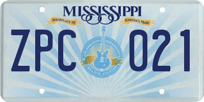 MS license plate ZPC021