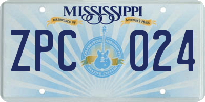 MS license plate ZPC024