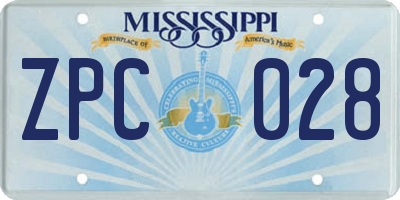 MS license plate ZPC028