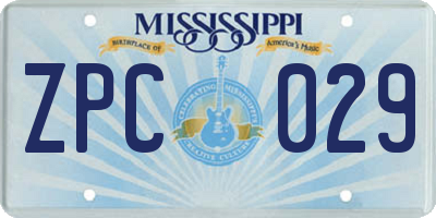 MS license plate ZPC029