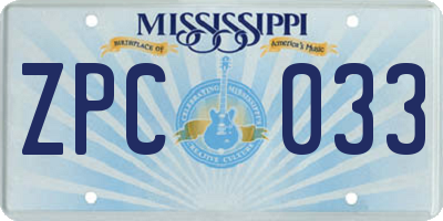 MS license plate ZPC033