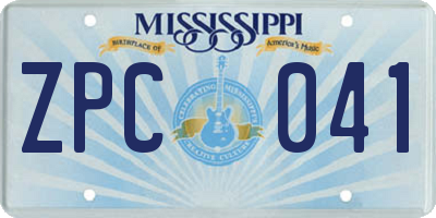 MS license plate ZPC041