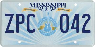 MS license plate ZPC042