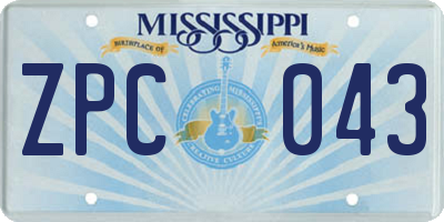 MS license plate ZPC043