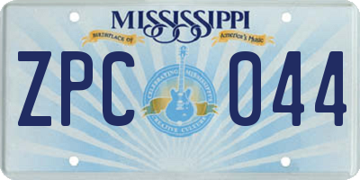 MS license plate ZPC044