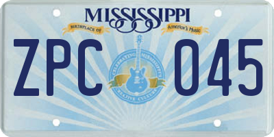 MS license plate ZPC045