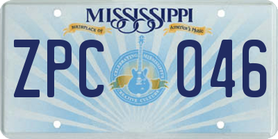 MS license plate ZPC046