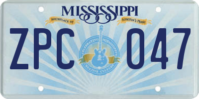 MS license plate ZPC047
