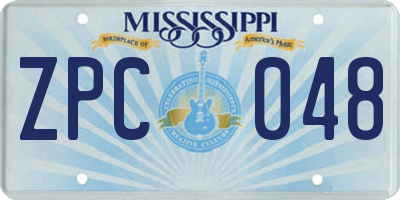 MS license plate ZPC048
