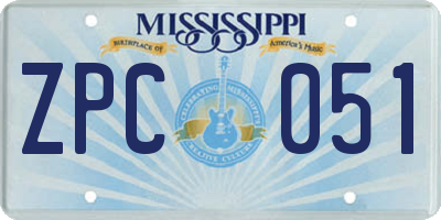 MS license plate ZPC051