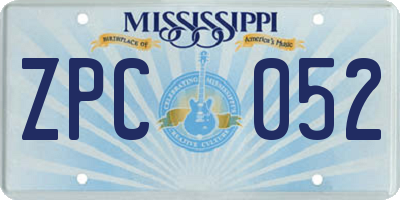 MS license plate ZPC052